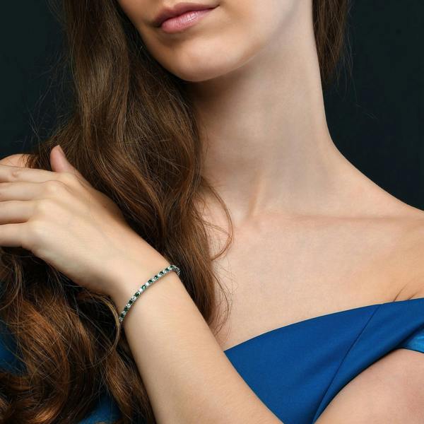 namana 925 Sterling Silver Tennis Bracelet Green & White Cubic Zirconia For Women