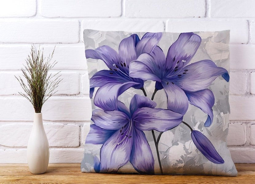 Warren Reed Purple Lilies Cushions