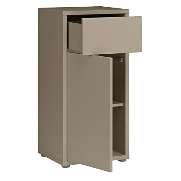 Furniture To Go Alice Springs Low Bathroom Storage Cabinet with 1 Door Push-to-Open & 1 Drawer Push-to-Open in Taupe