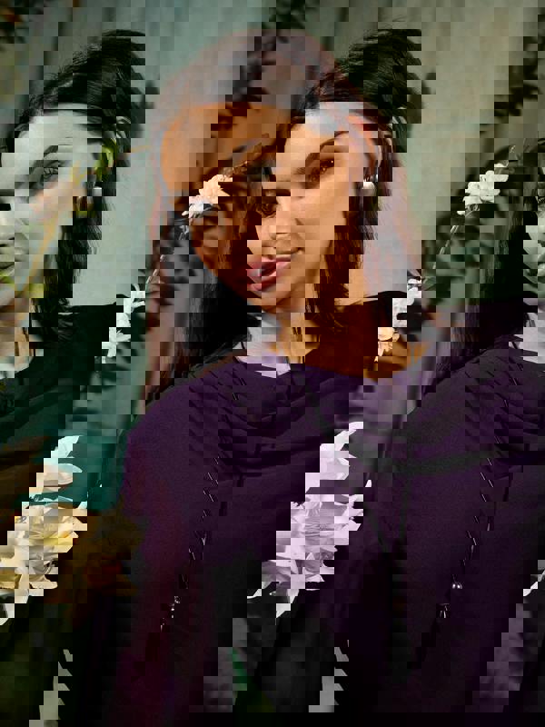 GWD Aisha Deep Purple Floaty Sleeve Maxi Dress