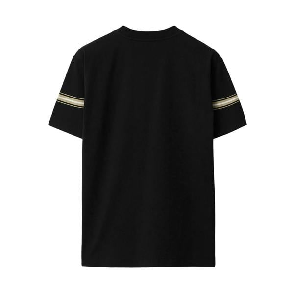 Burberry Striped Equestrian Knight Logo T-Shirt   in  Black
