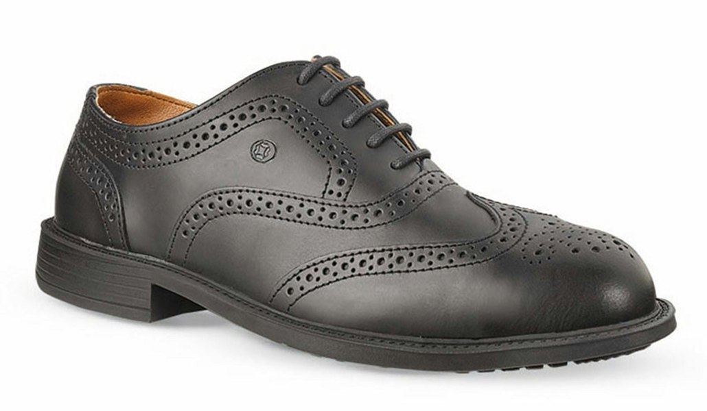 Jallatte Jaloscar JDR01 Mens Black Leather Safety Toecap Brogue Site Manager Shoes Lace Up