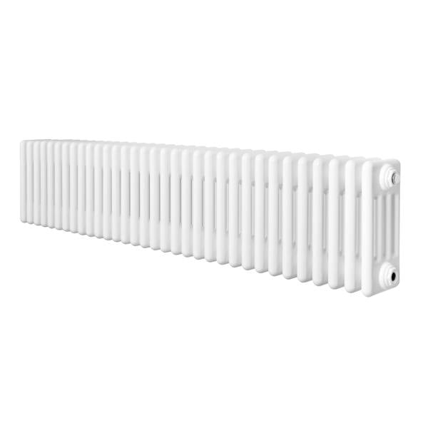 Traditional 4 column radiator in white, measuring 300 x 1505mm, featuring a sleek, smooth finish and classic design for efficient heating