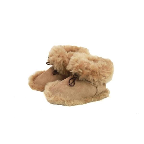 Eastern Counties Leather Baby Alex Sheepskin Lace Up Booties - Camel