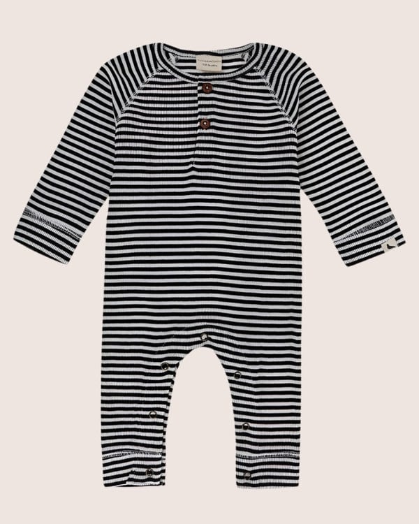 organic cotton Multicolour Stripe Print Rib Romper - image 2