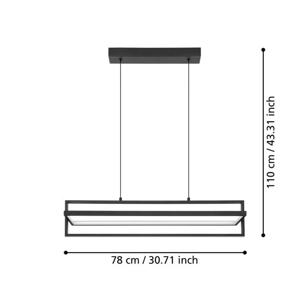 EGLO Siberia Modern Black Steel LED Pendant Light WBS