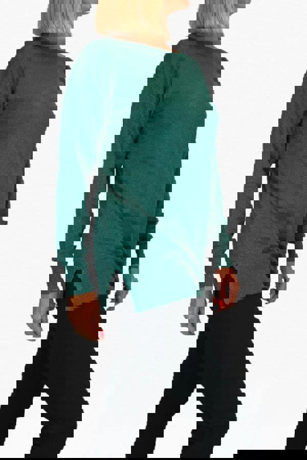 Paulo Due Women's Long Sleeve Sparkly Green Jumper Top