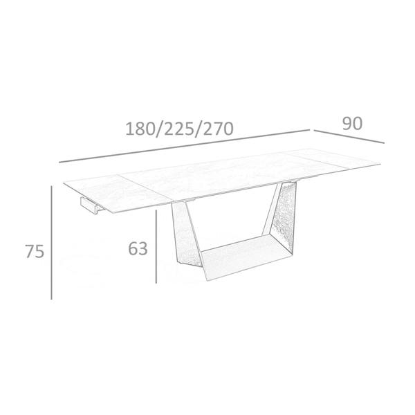 Angel Cerdá Rectangular porcelain marble and black steel extending dining table 1014