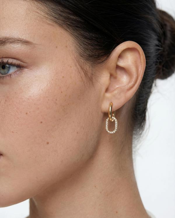 Elk & Bloom Dainty 14k Gold Gemstone Double Loop Hoops