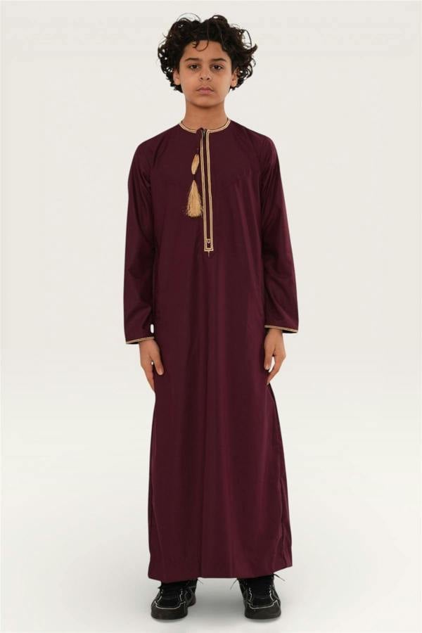 Infinity Leather Kids Boys Ramadan Moroccan Thobe Robe Emirati Eid Jubba- TT-003