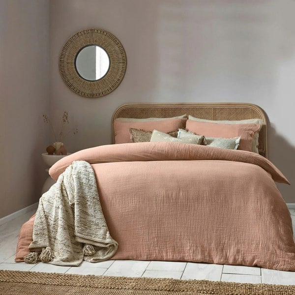 Yard Lark Muslin Cotton Duvet Cover Set - Pink Clay