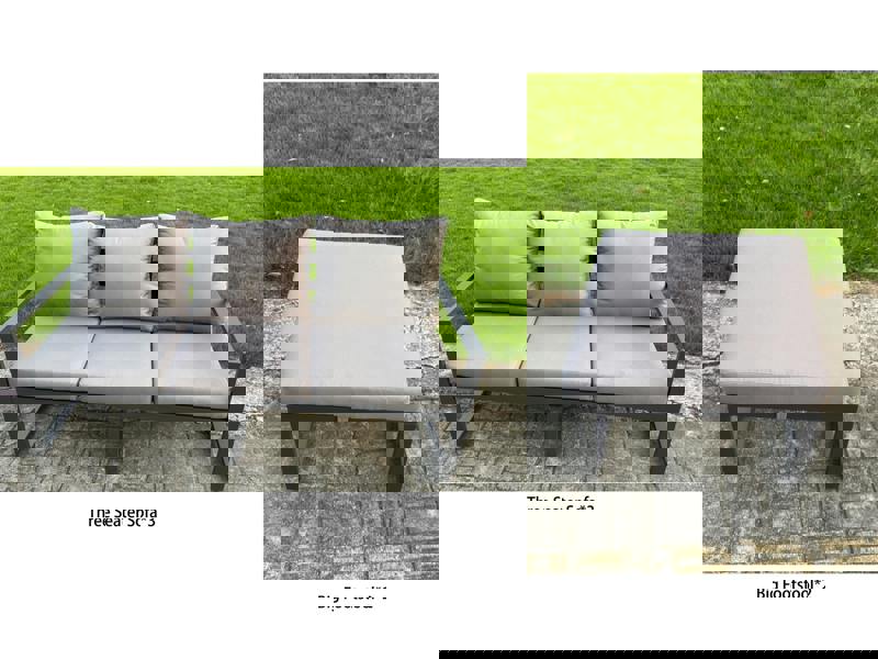 Fimous 11 Seater Aluminium Outdoor Patio Furniture Set with Adjustable Rising Dining Table, Footstool - Dark Grey