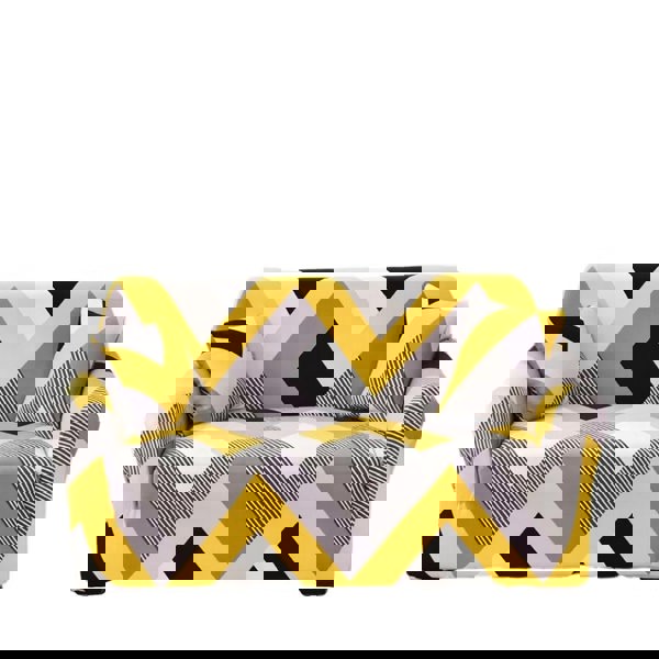 Anyhouz Anyseat 3 Seater Sofa Cover Yellow Wave Style and Protection For Living Room Sofa Chair Elastic Stretchable Slipcover