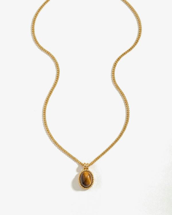 Elk & Bloom 14K Gold Drop Earth Stone Pendant Necklace