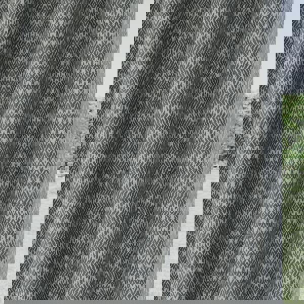 Enhanced Living Grey Geometric Leaf Pattern Room Darkening Thermal Energy Saving Pair of Curtains with Eyelet Header For Living Room & Bedrooms