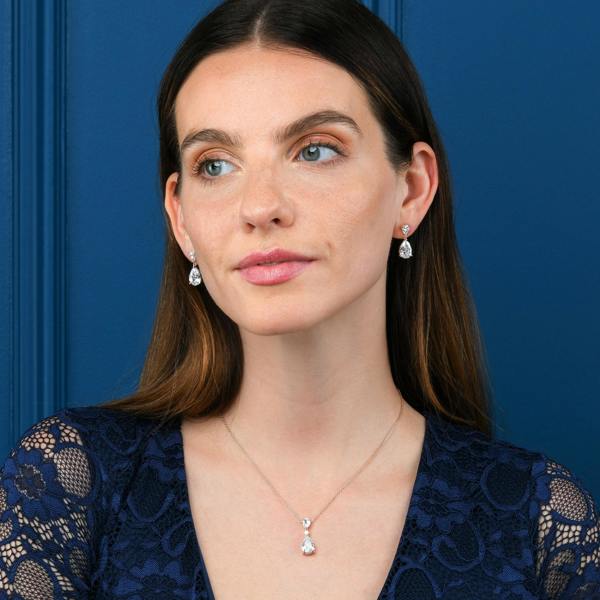 namana Rose Gold Plated 925 Sterling Silver Pear Drop Pendant Necklace For Women