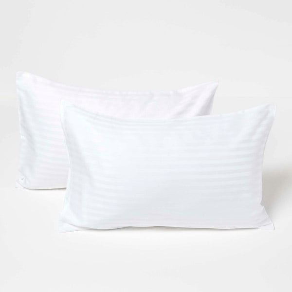 HOMESCAPES Silky 330 TC Egyptian Cotton Satin Stripe Kids' Pillowcases – 40 x 60 cm, 2 Pack