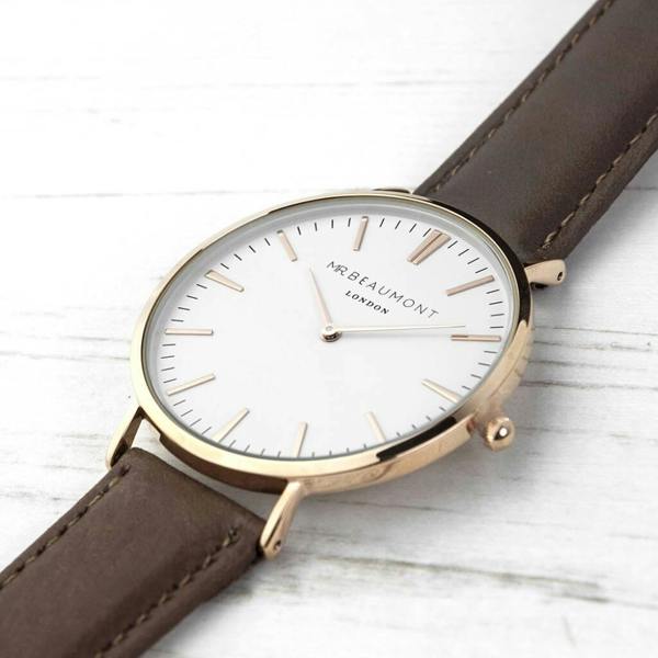 Men's Modern Vintage Personalised Leather Watch - lifestyle shot