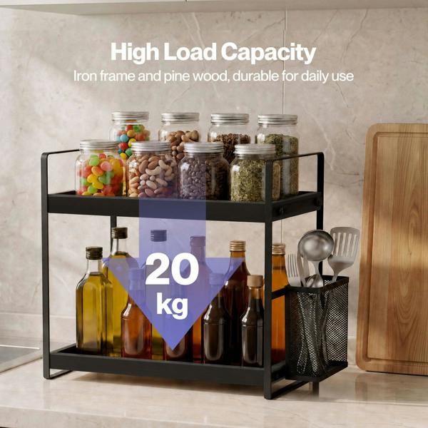Levede Bathroom Organiser Countertop 2 Tier Perfume Skincare Storage Shelf Black