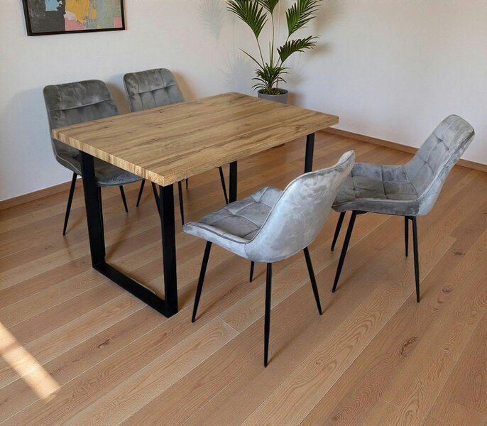 Outdoor Living Colorado Dining Table with 4 Erica Velvet Chairs - Grey
