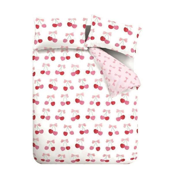 Cherries and Bows Pink Duvet Cover Set