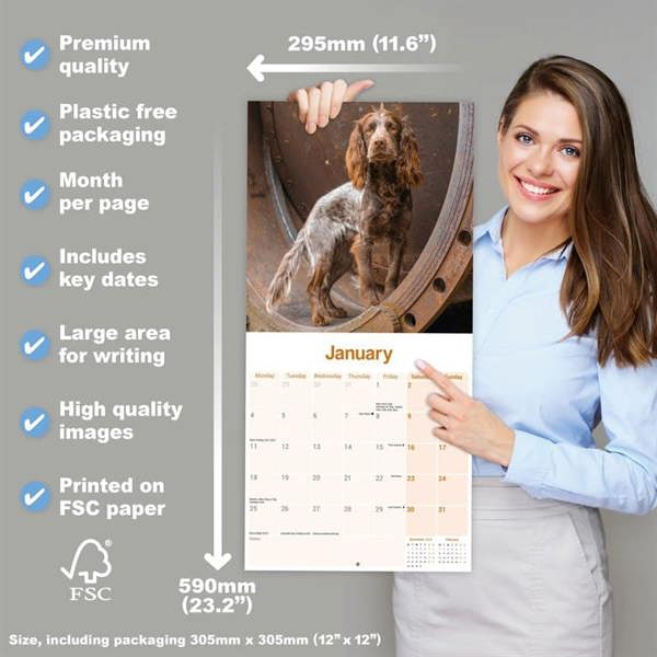 Working Cocker Spaniel Calendar 2027, Wall Calendars, Month To View, Dogs, Gift