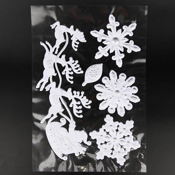 8 Pack 3D Christmas Window Stickers for Glass Surfaces in Snowy White and Silver image 7