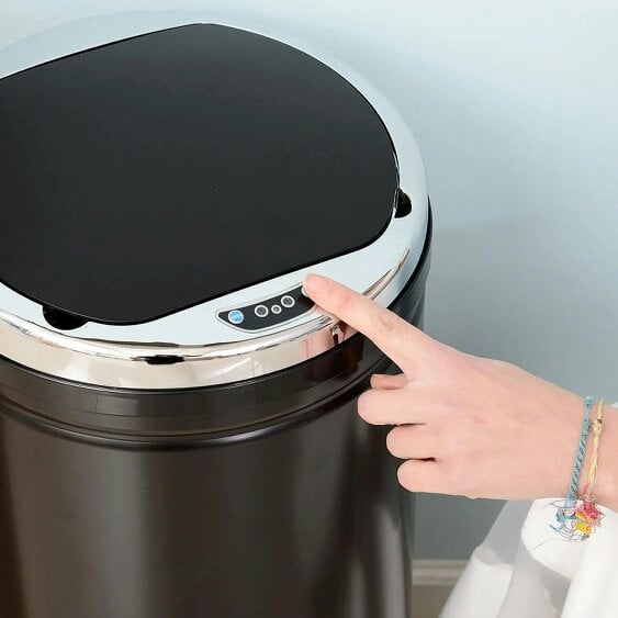 Bobobiy 50L Sensor Bin with Quiet Soft-Close Lid, Stainless Steel for Hygienic Kitchen, Black