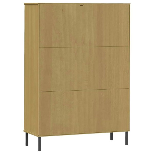 Berkfield Bookcase with Metal Legs Brown 90x35x128.5 cm Solid Wood OSLO