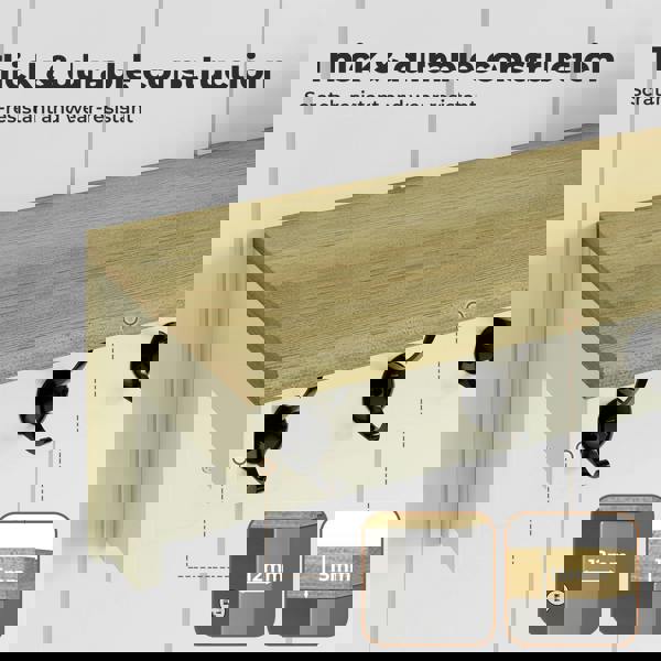 Levede Coat Rack Wall Mounted Shelf 7 Double Hooks Storage Entryway Hallway