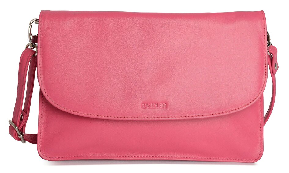 SADDLER Olivia 3-Section Leather Crossbody Bag & Clutch – Compact & Stylish - Gift Boxed - Fuchsia