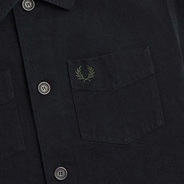 Fred Perry Mens Plain Twill Overshirt - Black - 