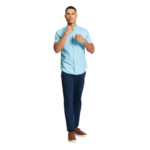 Ben Sherman Mens Signature Oxford Short-Sleeved Shirt - Blue
