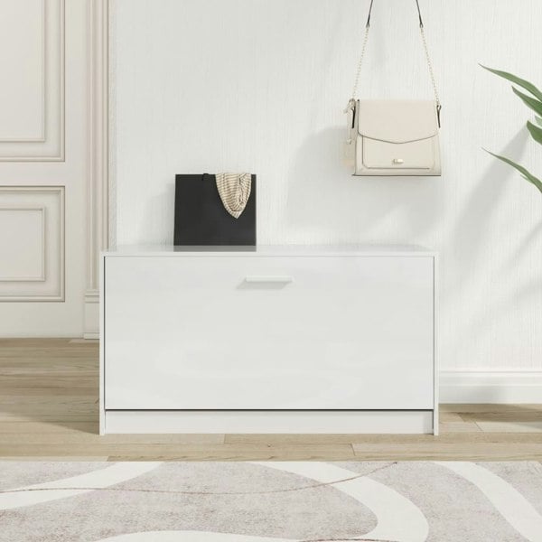 Berkfield Shoe Bench High Gloss White 80x24x45 cm Engineered Wood