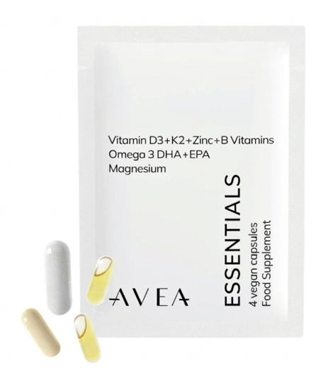 AVEA Essentials Capsules - Daily Multivitamin Sachets With Vitamin D, K2, Omega 3 (EPA & DHA), Zinc & Magnesium - 30 Sachets x 4 Capsules