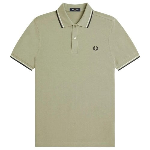 Fred Perry Twin Tipped Fred Perry Polo Shirt - Seagrass/Ecru/Dark Airforce