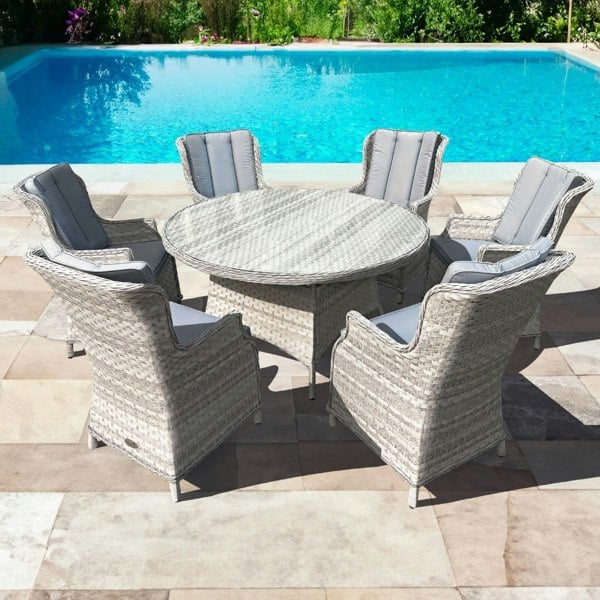 Oseasons Knightsbridge XL Rattan 6 Seat Dining Set in Dove Grey