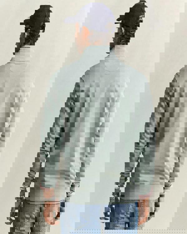 GANT Mens Regular Fit Shield Logo Half Zip Sweatshirt - 10 Ceramic Grey