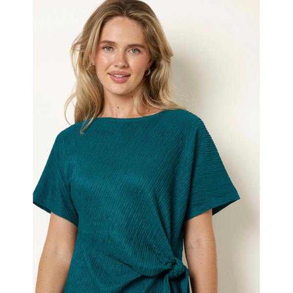Blue Vanilla Side Tie Crinkle Top