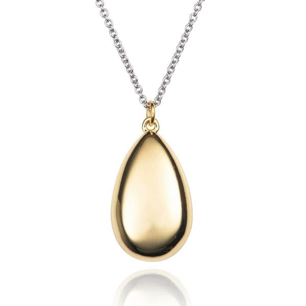 Silver and Gold Two Tone Pear Pendant Necklace for Women - namana.london
