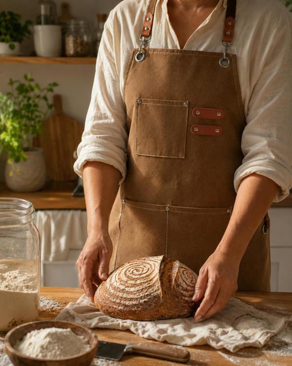 Sourdough By The Sea Canvas Apron Gift - Durable Adjustable Strap & Deep Pockets for Kitchen Craft Woodwork