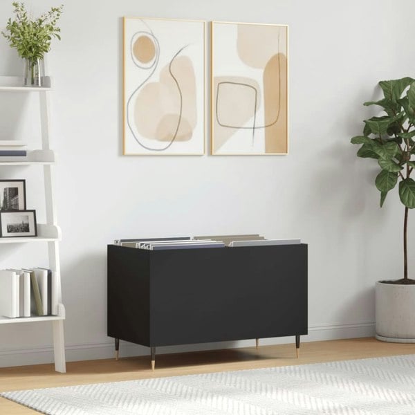 Berkfield Record Cabinet Black 74.5x38x48 cm Engineered Wood