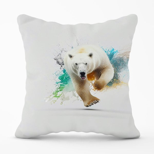 Warren Reed Charging Polar Bear Cushions