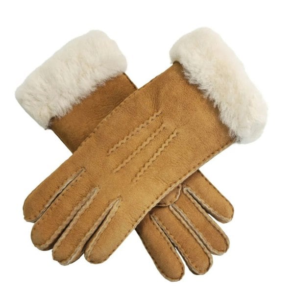 Infinity Leather Women's Plush Shearling Cuff Suede Genuine Leather Gloves