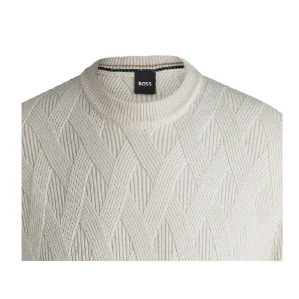 Boss Mens Ribbed Regular Jumper - White - 