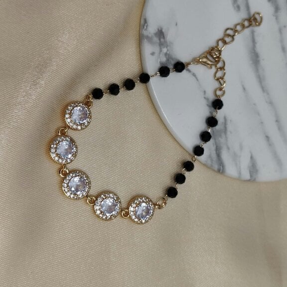 The Colourful Aura Large Round Zircon Adjustable beaded Bracelet