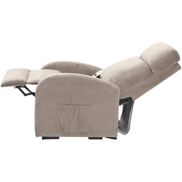 Single Motor Rise and Recline Lounge Chair Pebble Coloured Micro Fibre Material Loops