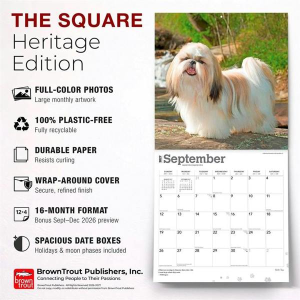 Shih Tzus Calendar 2027, Wall Calendars, Month To View, Dogs, Gift
