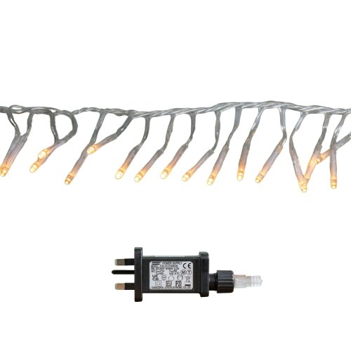 Samuel Alexander 9.3m 720 LED Christmas Cluster String Lights with Timer in Vintage Gold on Clear Cable