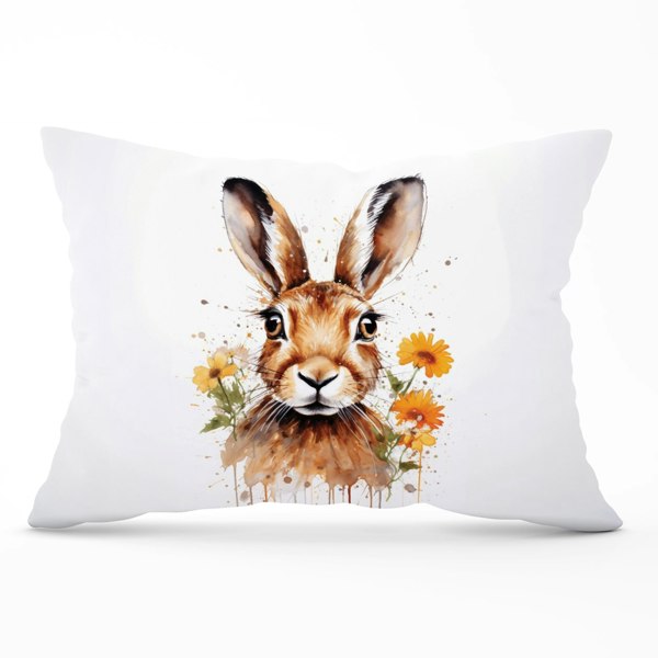 Warren Reed Watercolour Hare and Daisies Cushions